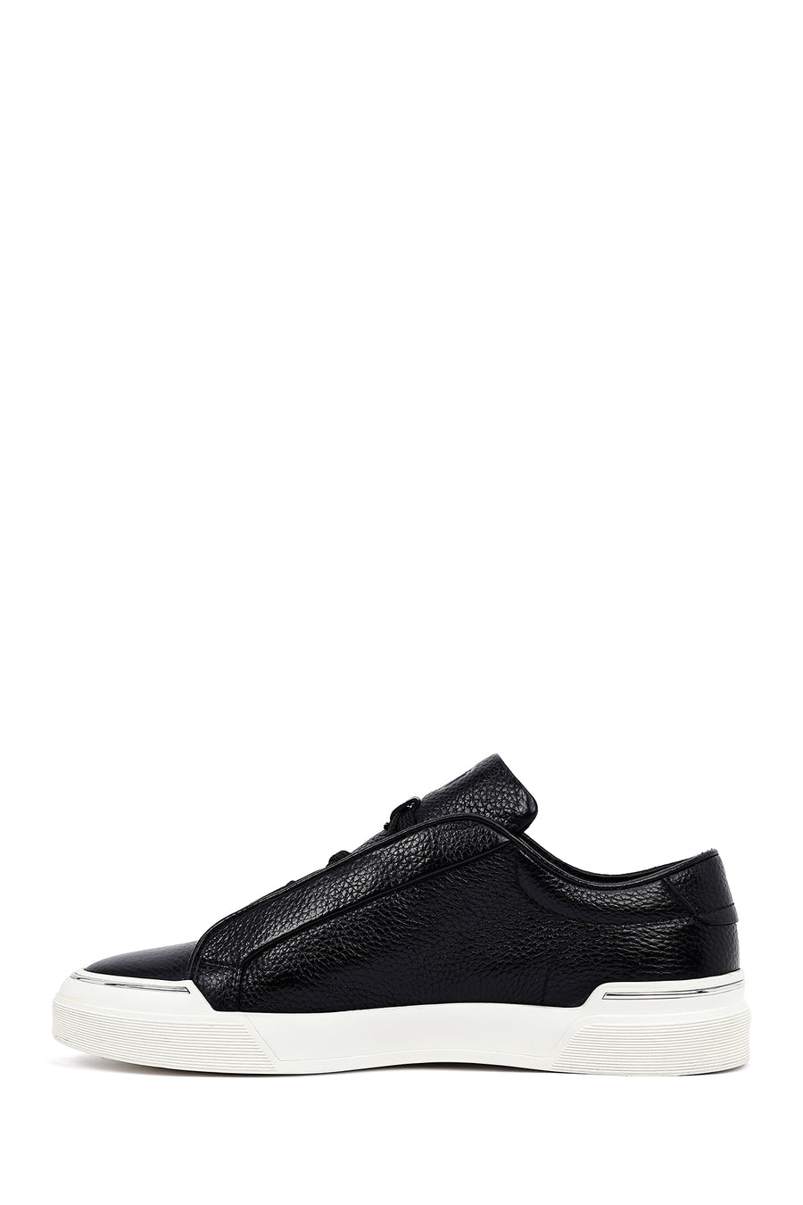 Men's Black Lace Up Leather Sneakers