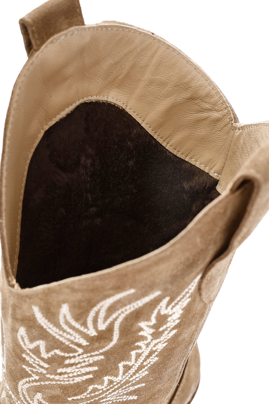 Women's Brown Suede Leather Heeled Cowboy Boots