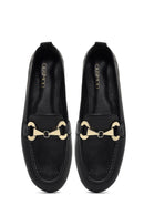 Kadın Siyah Tokalı Deri Loafer | Derimod