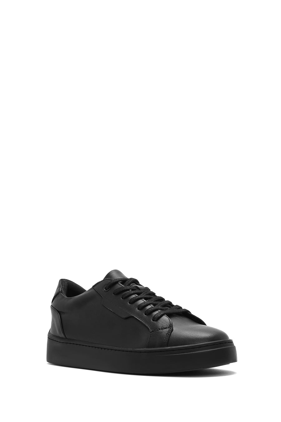 Erkek Siyah Bağcıklı Deri Sneaker