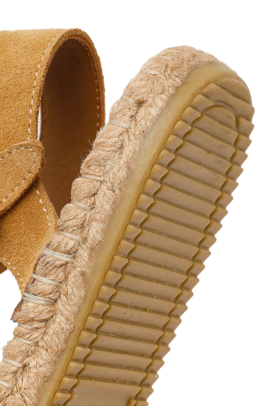 Women's Camel Suede Leather Espadrille Sandals with Ankle Buckle