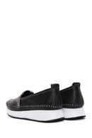 Women's Black Leather Comfort Loafer | Derimod