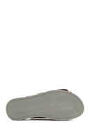 Women's Tan Double-Strap Leather Comfort Slippers | Derimod