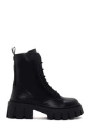 Women's Black Thick Soled Zippered Leather Boots | Derimod