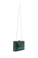 Women's Green Long Chain Strap Mini Box Clutch Bag | Derimod
