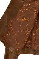 Martha Woman Camel Short Leather Jacket | Derimod