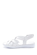 Women's White Leather Comfort Sandals | Derimod