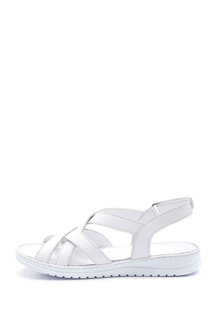 Women's White Leather Comfort Sandals