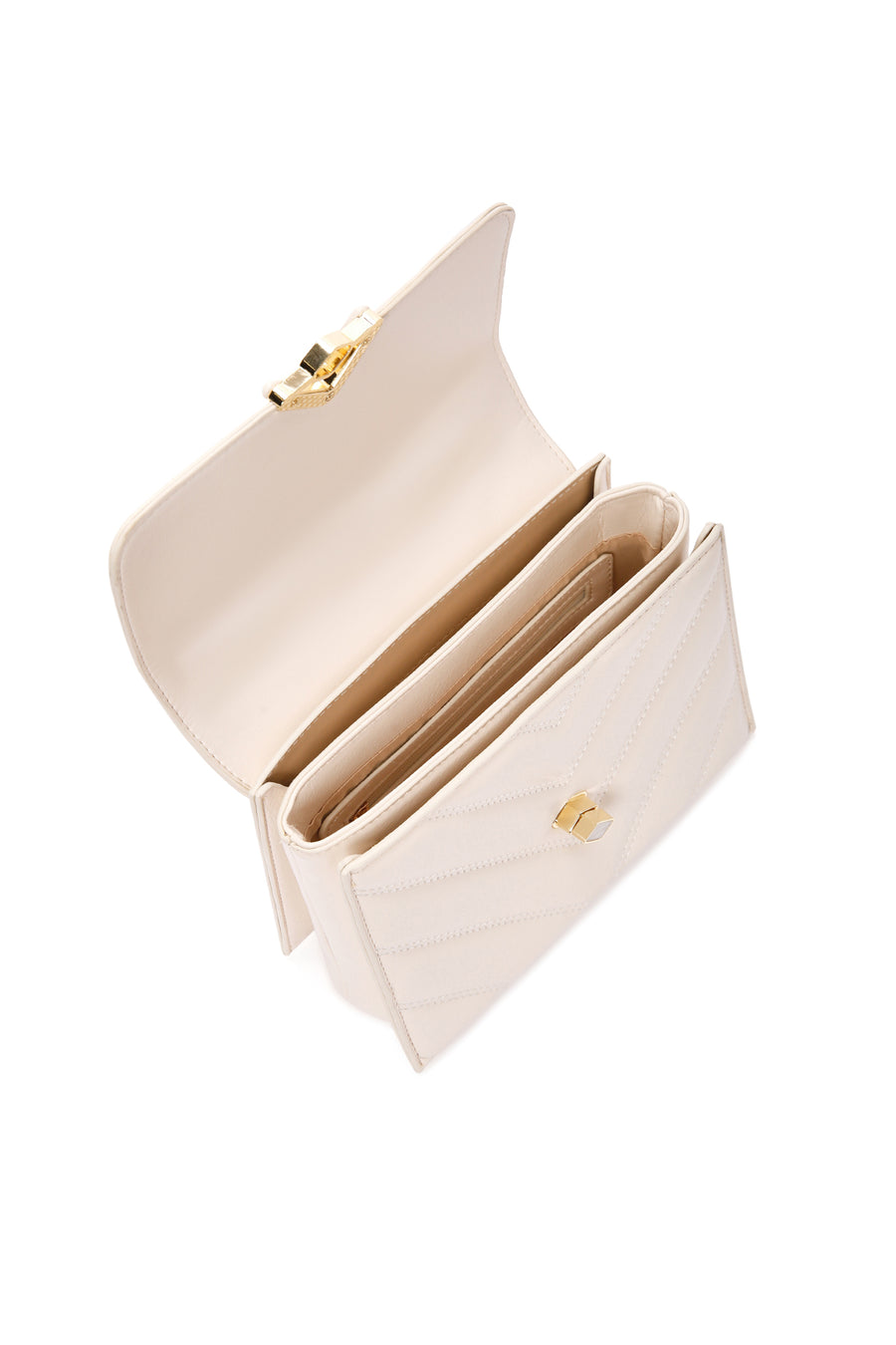 Women's Cream Long Strap Quilted Handbag
