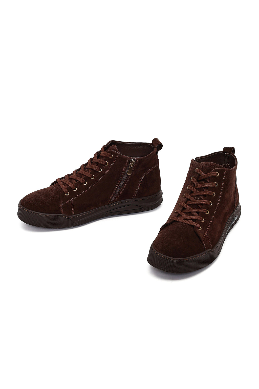 Erkek Kahverengi Fermuarlı Süet Deri Bot
