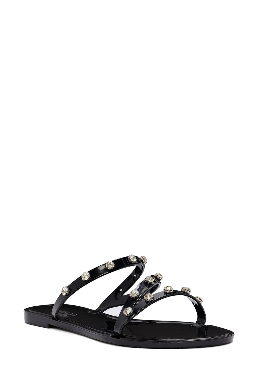 Women's Black Jelly Stone-Embellished Slippers