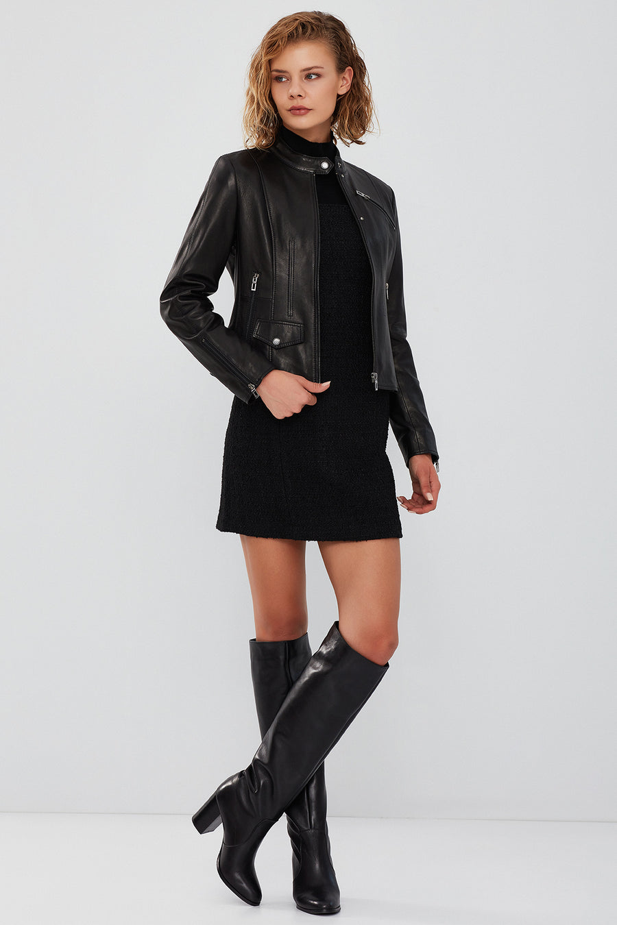 Madison Women's Black Short Leather Jacket