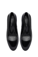 Woman Black Thick-heeled Leather Shoes | Derimod