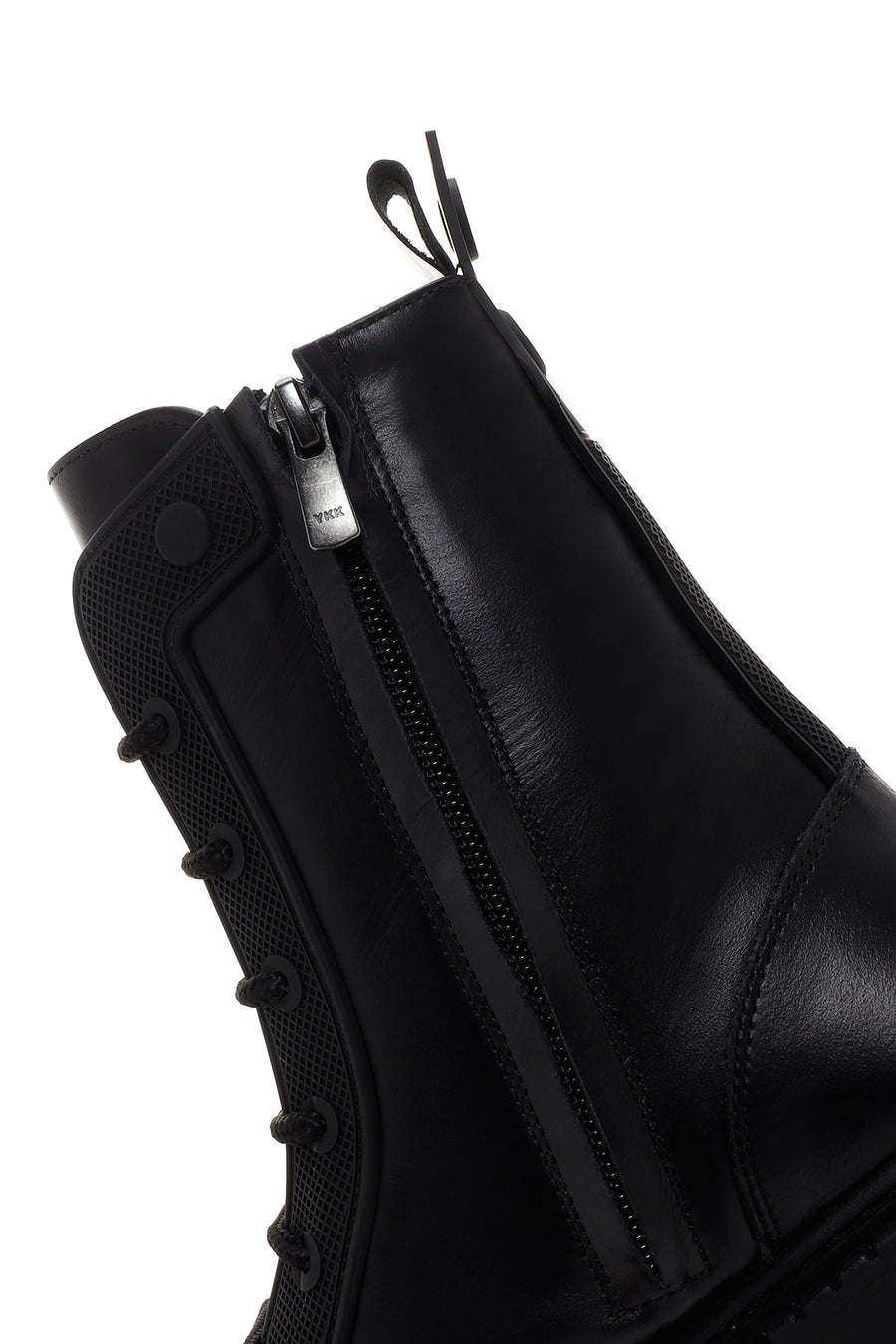 Women's Black Thick Soled Zippered Leather Boots