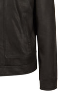 Felibe Male Black Mandarin Collar Leather Jacket | Derimod