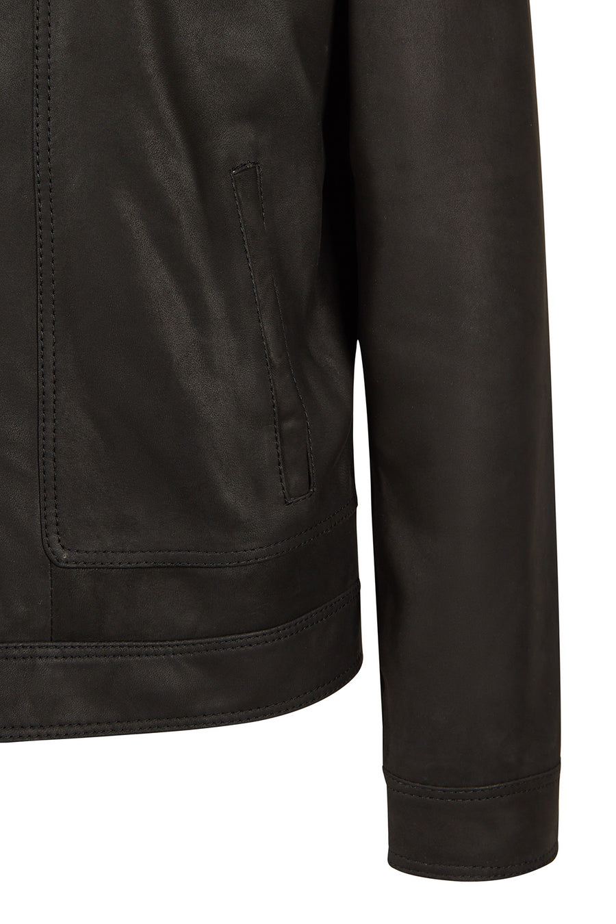 Felibe Male Black Mandarin Collar Leather Jacket