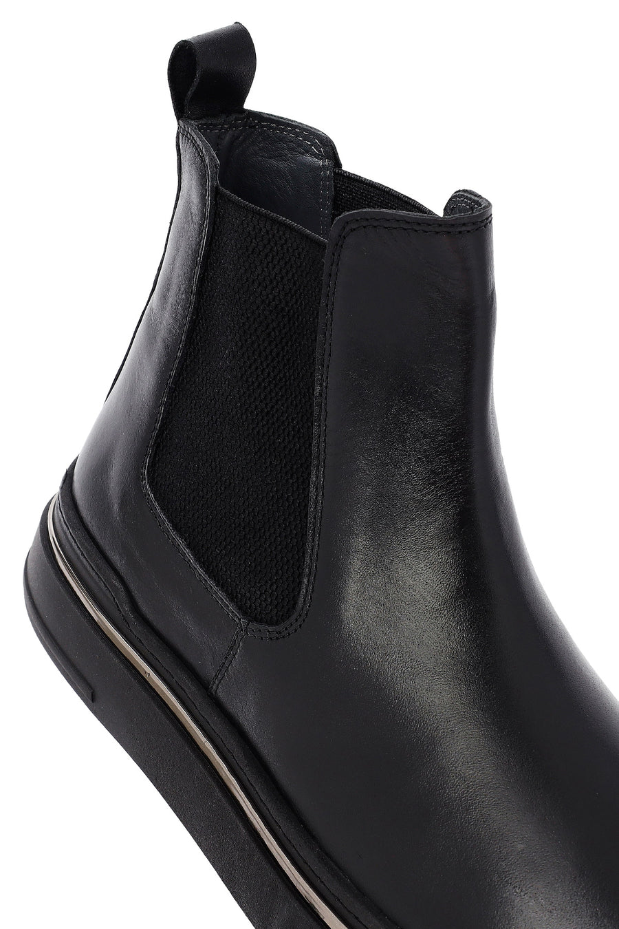 Men's Black Thick Sole Leather Chelsea Boots
