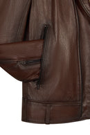 Carter Male Brown Double-breasted Collar Leather Jacket | Derimod