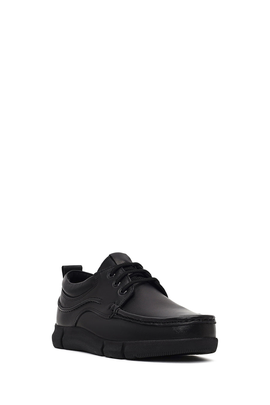 Men's Black Lace-Up Leather Casual Shoes