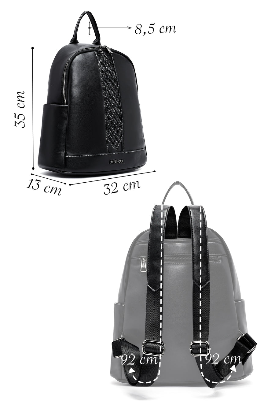Women's Black Patterned Backpack