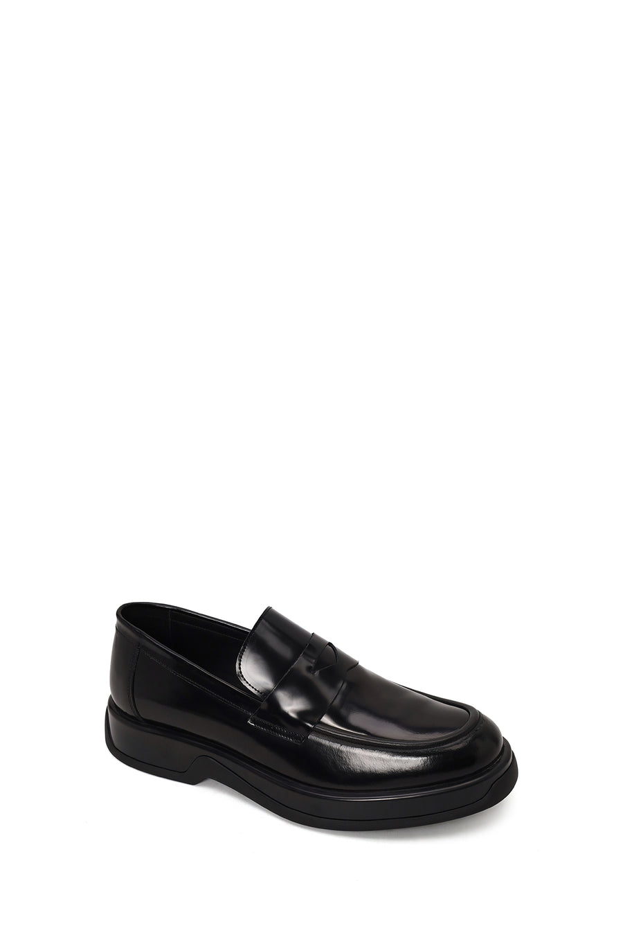 Male Black Thick-Soled Leather Casual Loafer