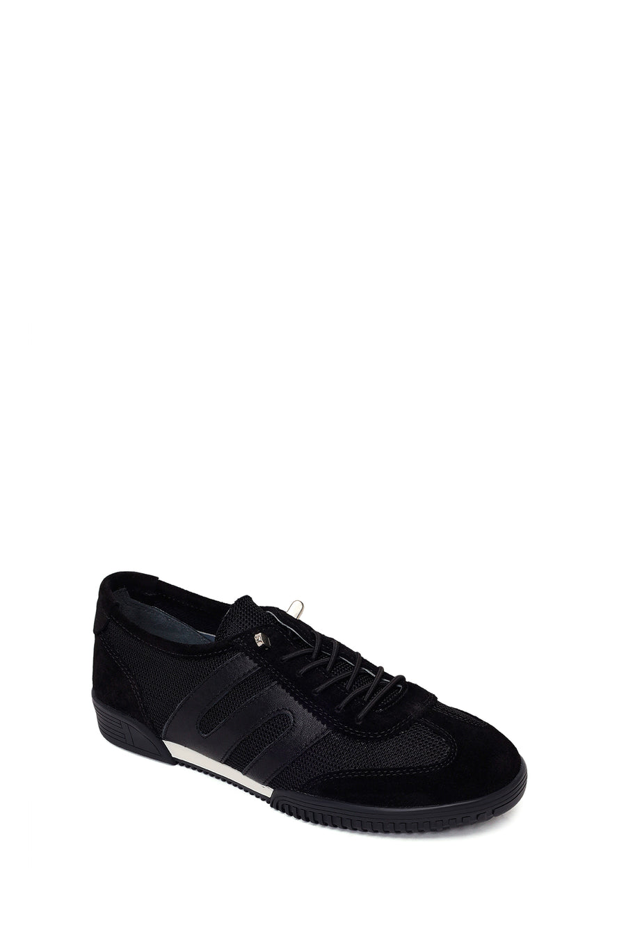 Woman Black Lace-Up Leather Sneaker