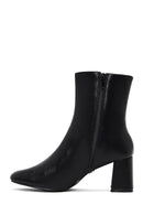 Woman Black Zip Closure Chunky-Heeled Boots | Derimod