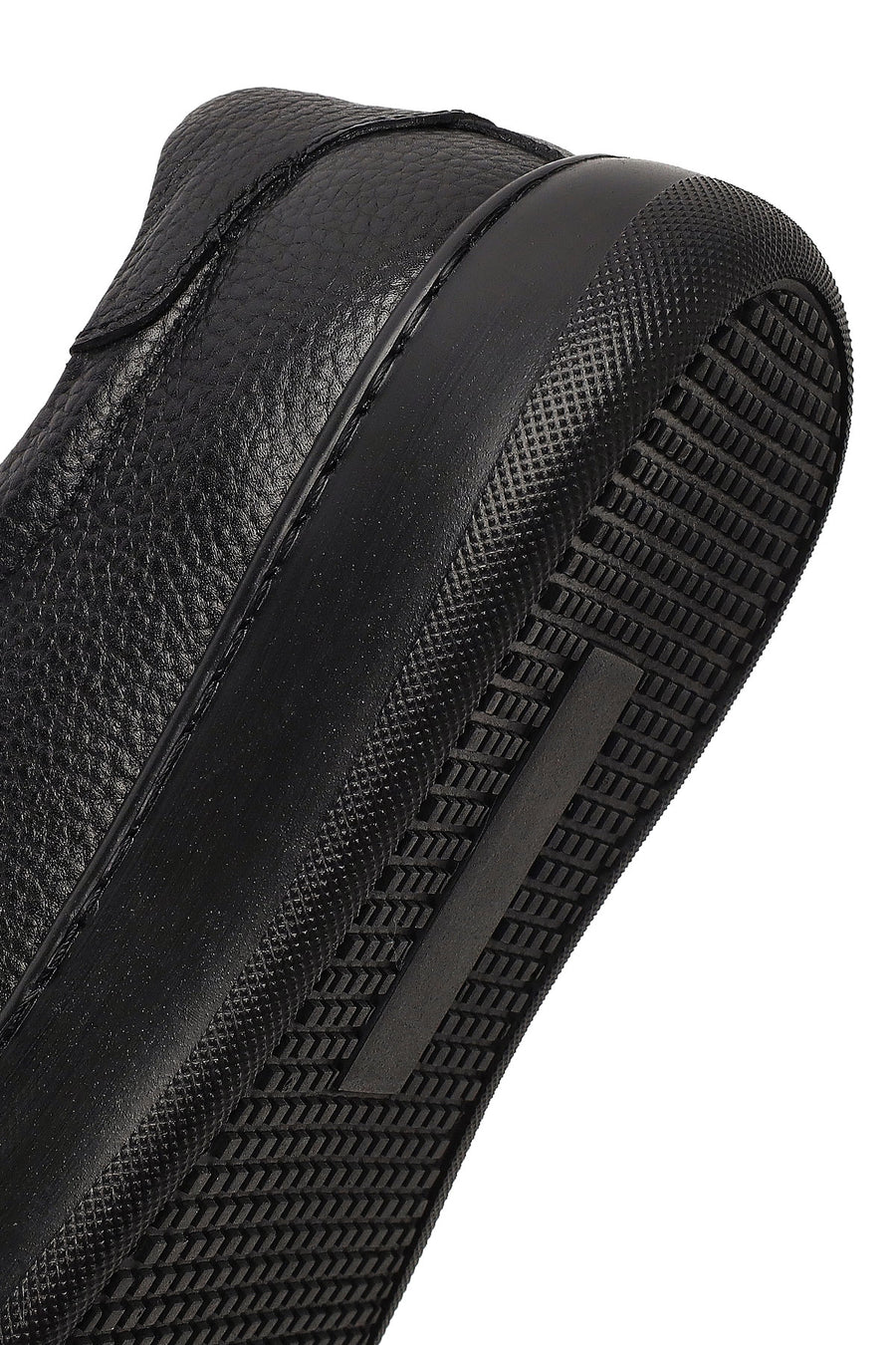 Erkek Siyah Bağcıklı Kalın Tabanlı Deri Sneaker