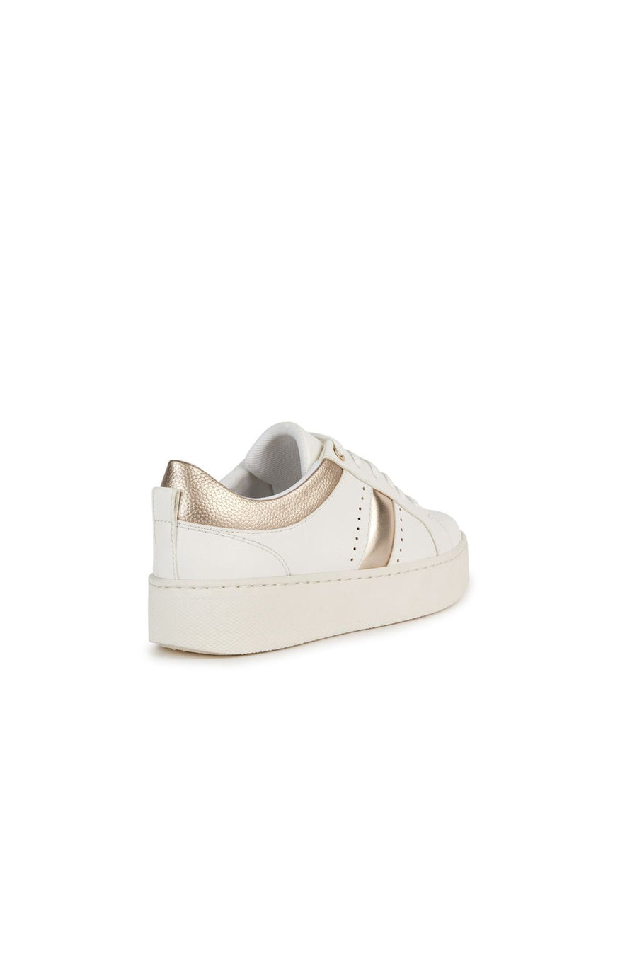 Geox Women's White D Skyely Lace-up Leather Sports Shoes