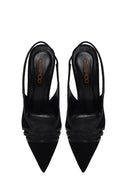 Woman Black Slingback Stiletto Suede Shoes | Derimod