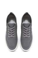 Men's Grey Lace-Up Leather Sneakers | Derimod