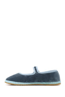 Woman Blue Buckled Fabric Mary Jane Ballerine flats | Derimod
