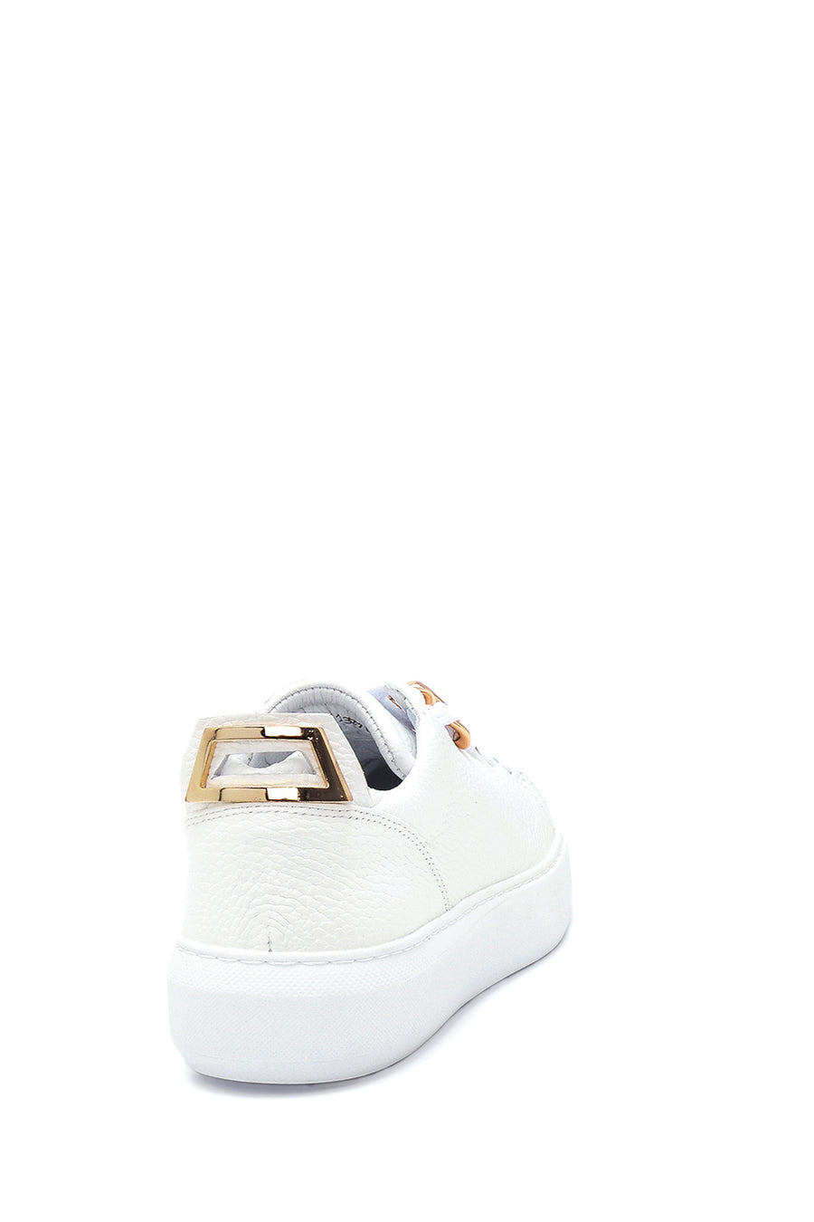 Women's White Leather Chain Sneaker