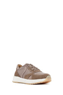 Woman Mink Laced Thick Sole Leather Sneakers | Derimod