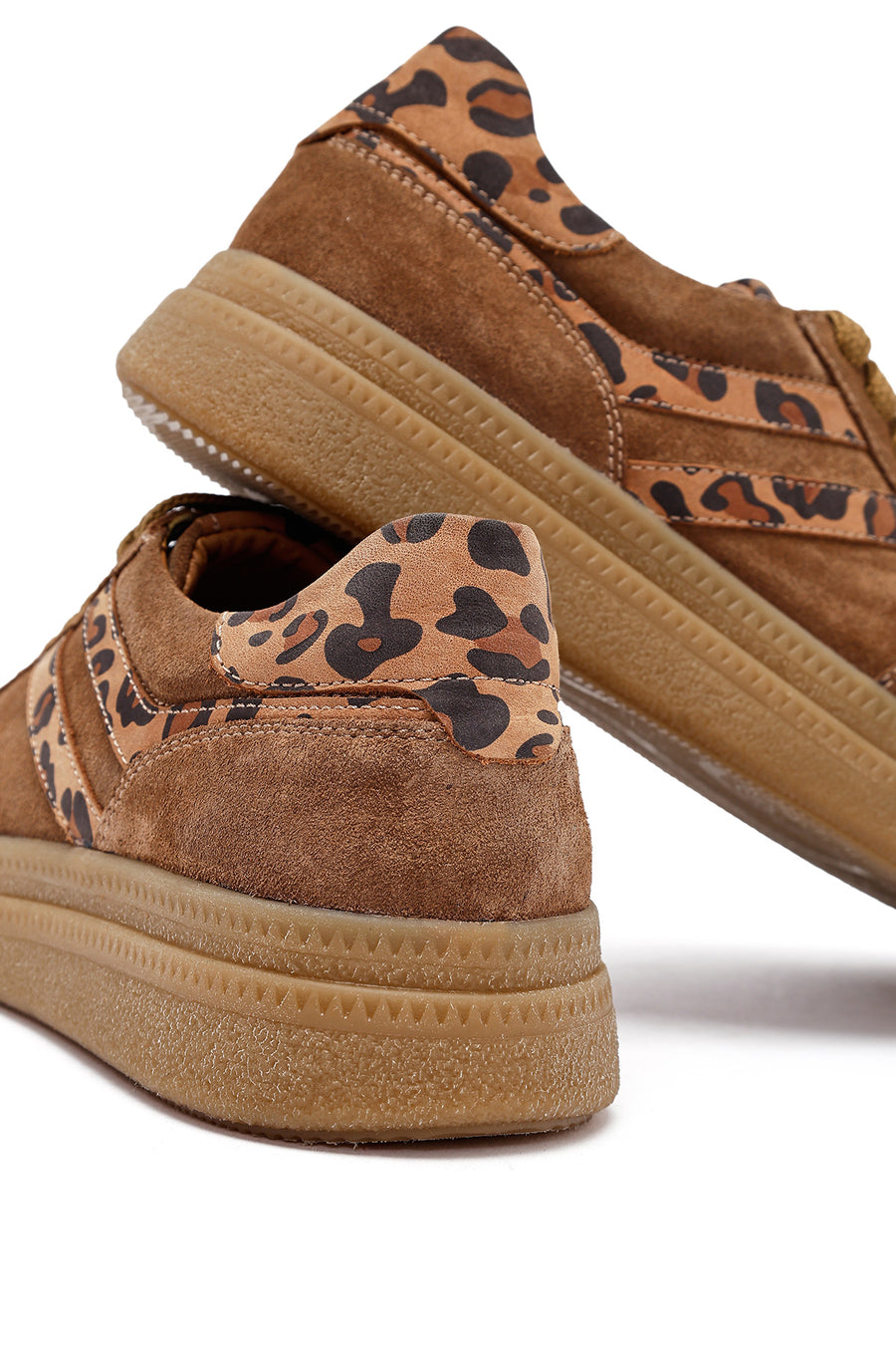 Kadın Taba Bağcıklı Süet Deri Sneaker