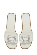 Women's White Stone Slippers | Derimod