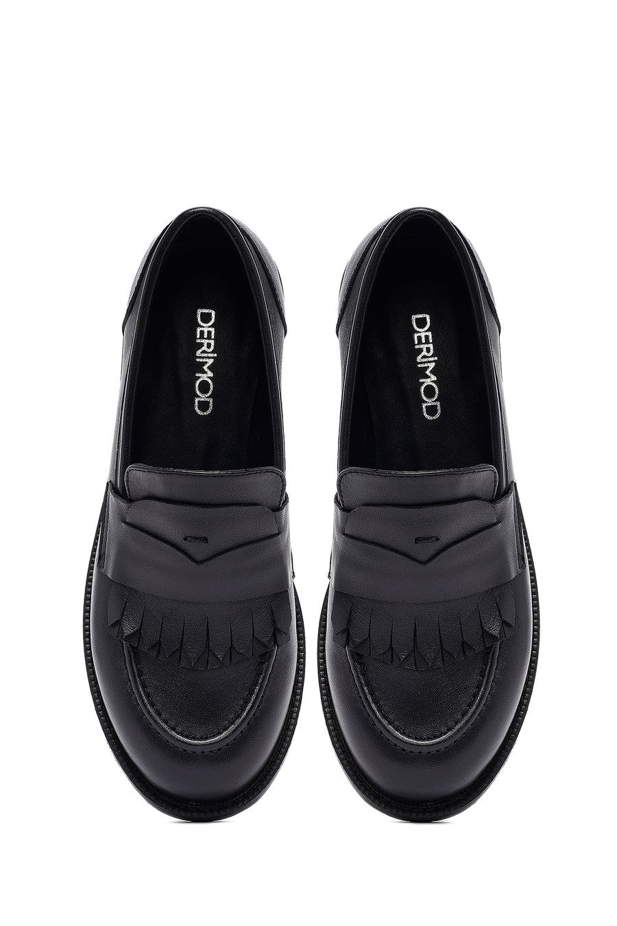 Woman Black Leather Masculine Loafer