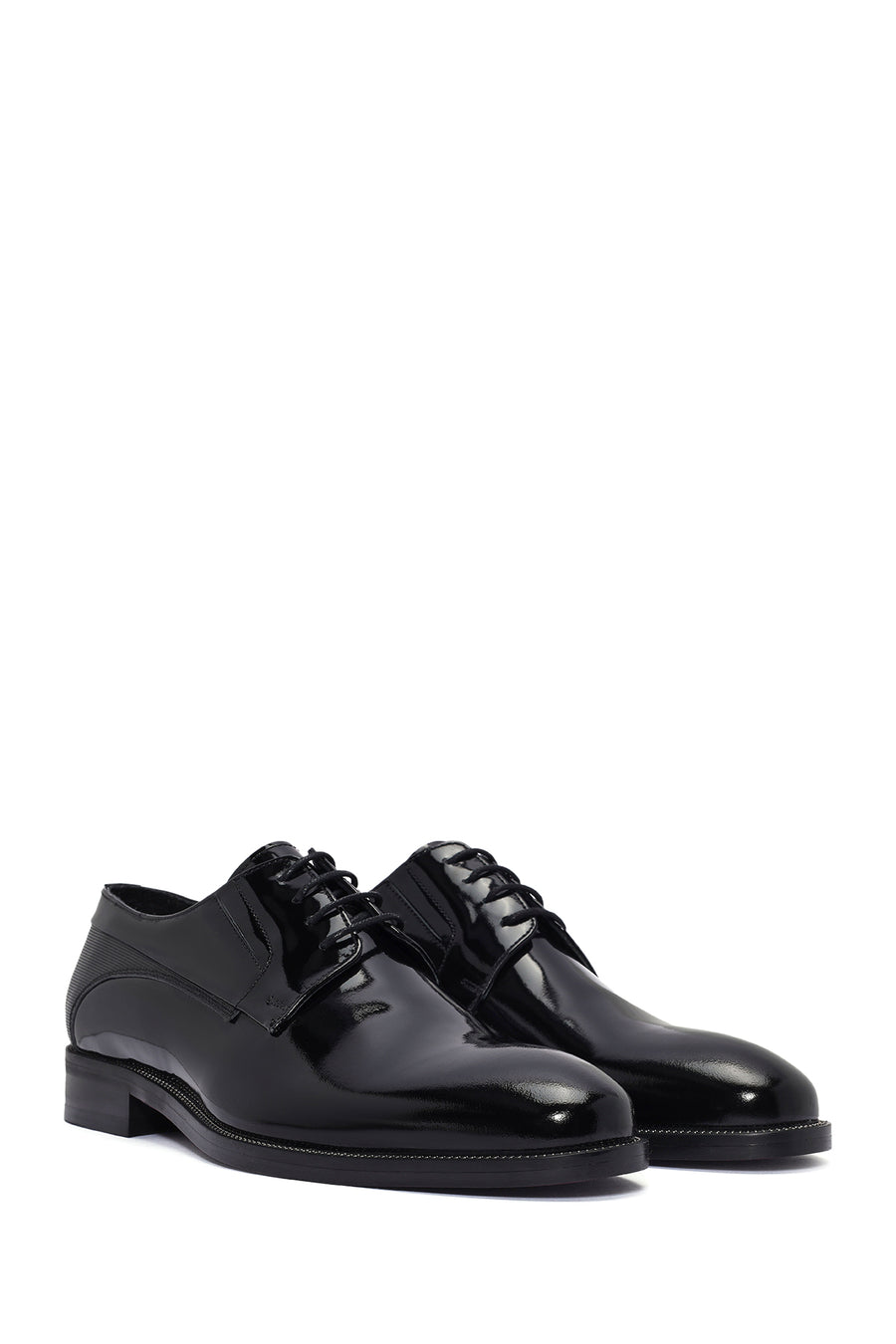 Men's Black Laced Patent Leather Classic Shoes