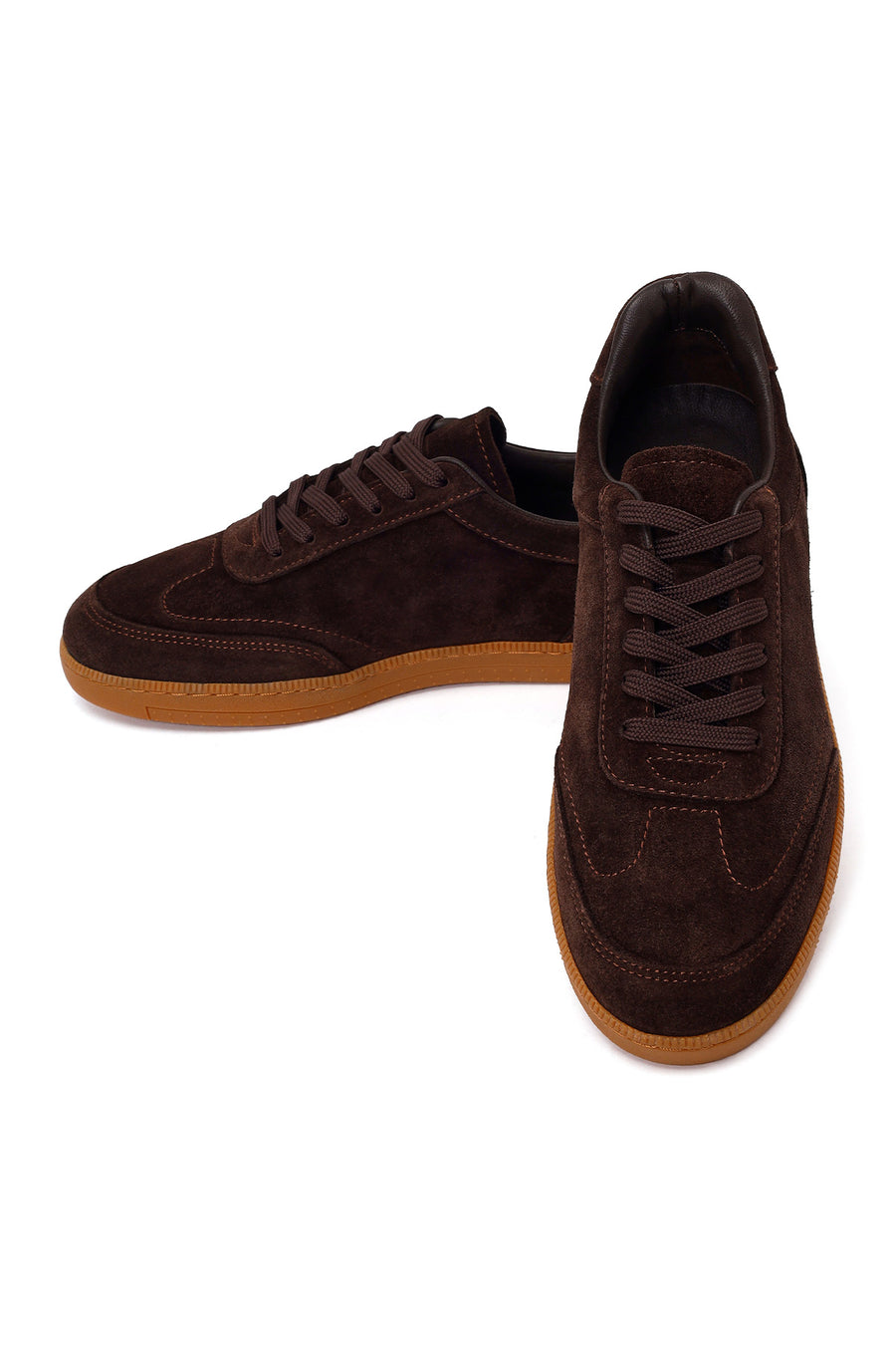 Erkek Kahverengi Bağcıklı Süet Deri Sneaker
