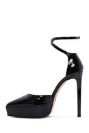 Woman Black Ankle Buckled Platform High-Heeled Patent Leather Leather Shoes | Derimod