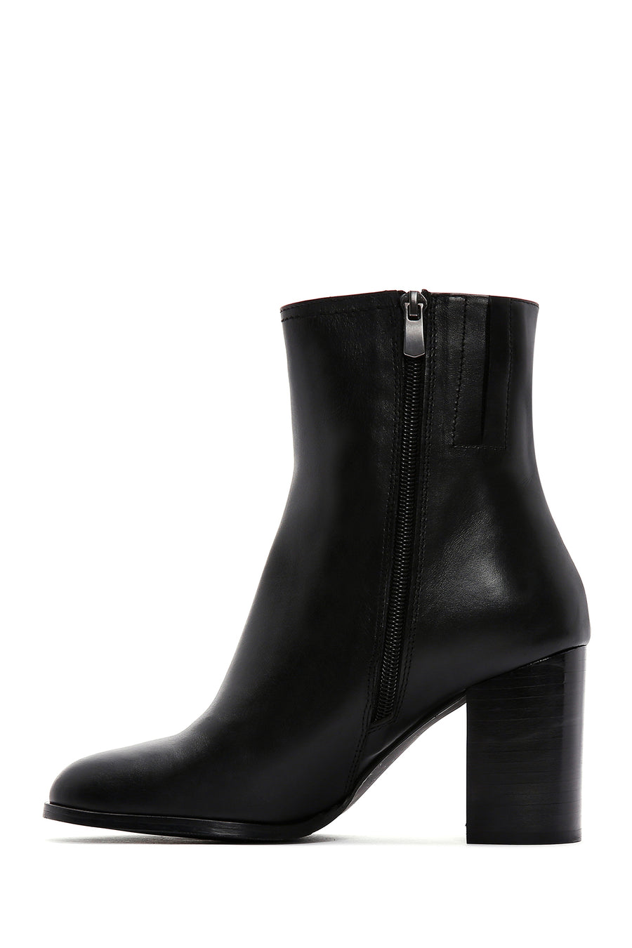 Women's Black Thick High Heel Leather Boots