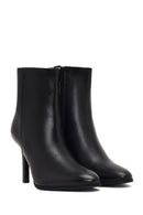 Women's Black Zippered High Thin Heel Leather Boot | Derimod