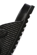 Women's Black Straw Stone Slippers | Derimod