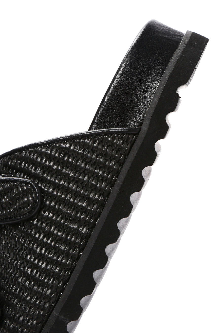Women's Black Straw Stone Slippers