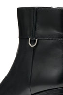 Geox Women's Black New Asheel Zippered Thick Heel Leather Boots | Derimod