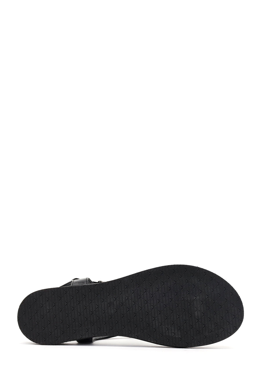 Women's Black Buckle Thong Leather Sandals