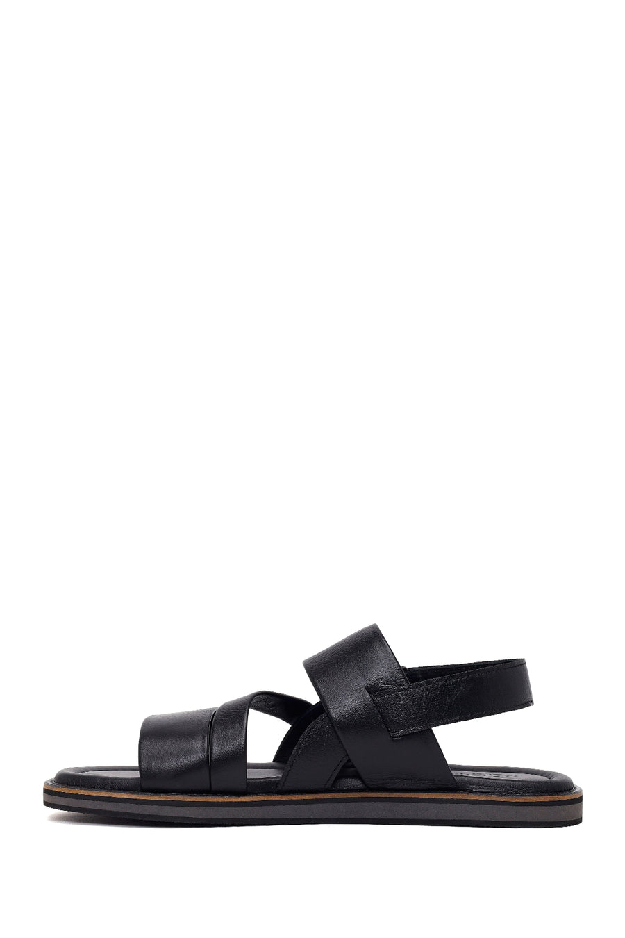 Erkek Siyah Deri Sandalet