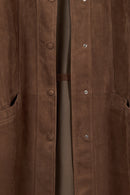 Madrid Woman Brown Long Suede Trench Coat | Derimod
