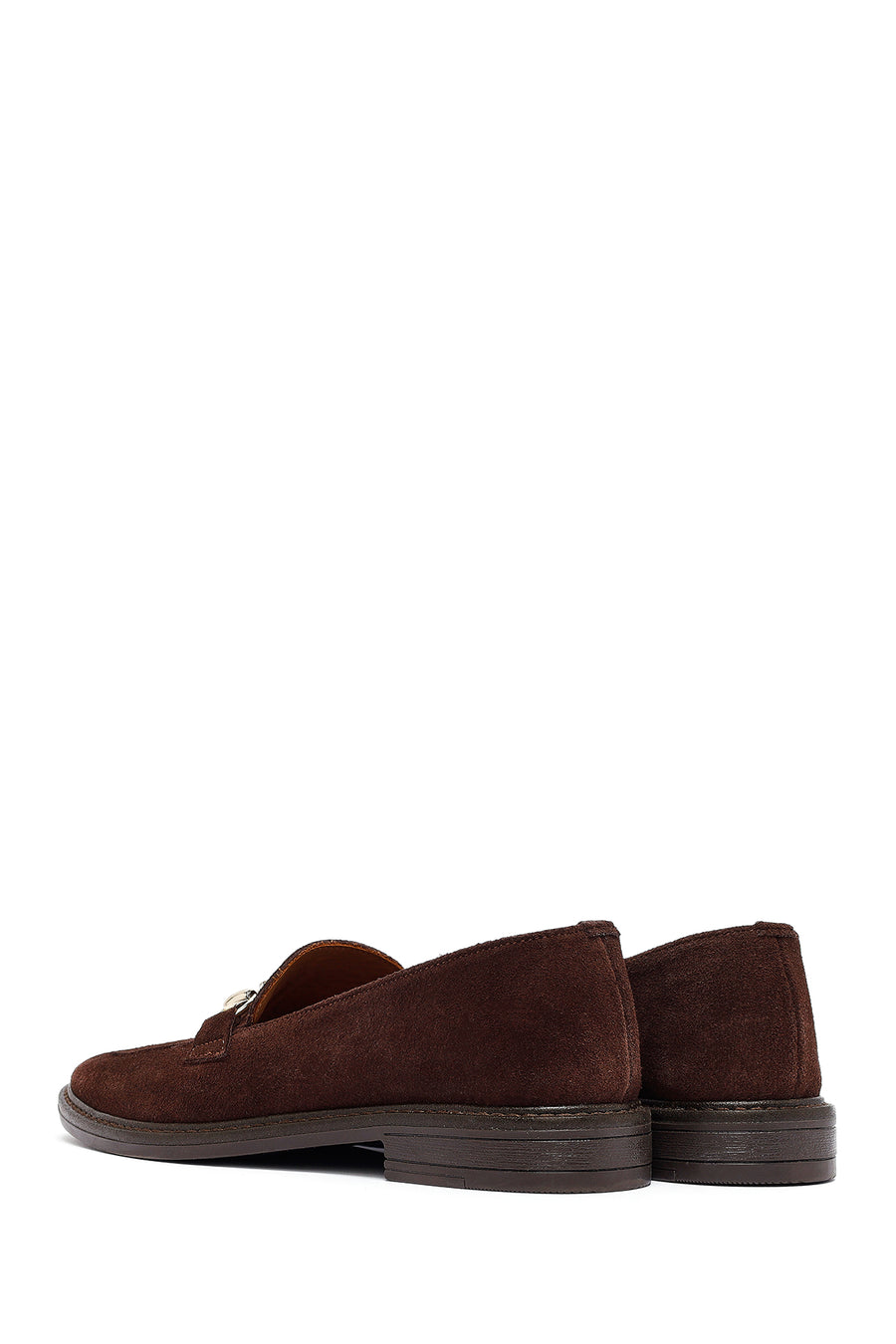 Woman Brown Buckled Suede Loafer
