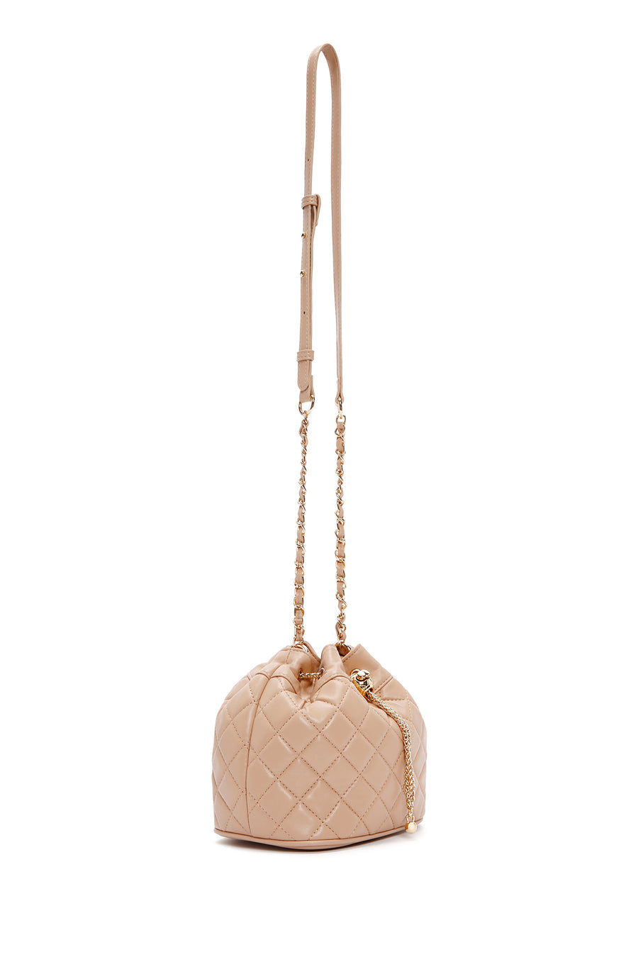 Women's Beige Long Strap Quilted Crossbody Bag